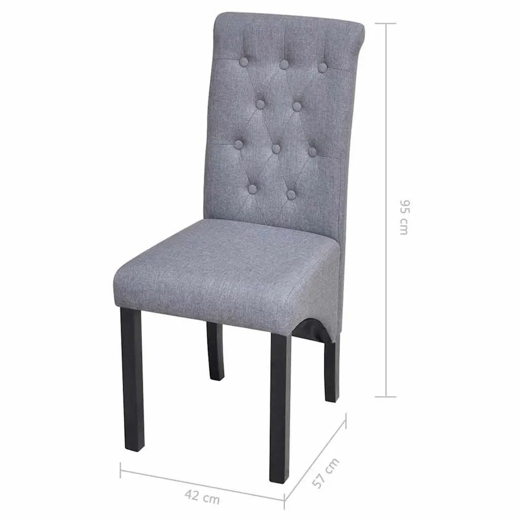 Dining Chairs Light Grey Upholstered 4 Piece Wooden Legs