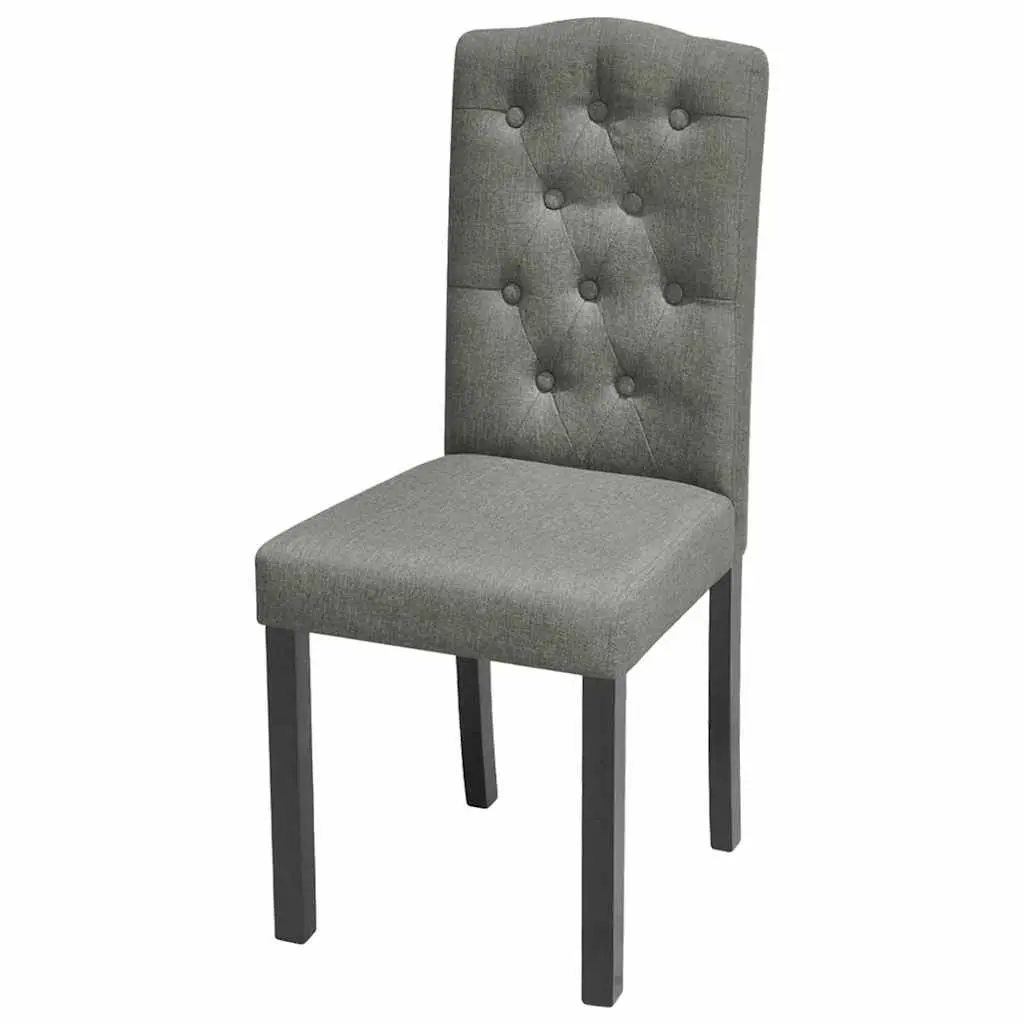 Dining Chairs Grey Fabric 6 Piece Kitchen Room Seat Wooden Legs