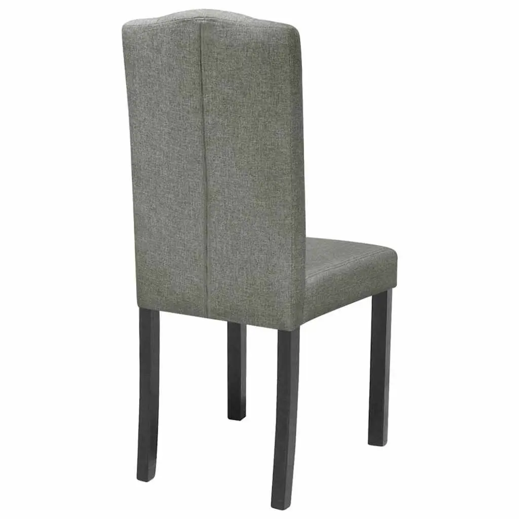 Dining Chairs Grey Fabric 6 Piece Kitchen Room Seat Wooden Legs