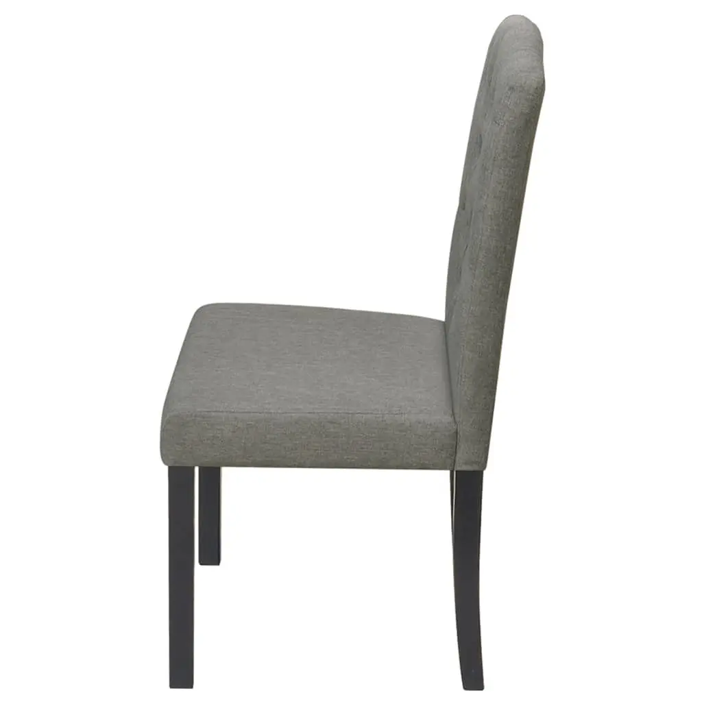 Dining Chairs Grey Fabric 6 Piece Kitchen Room Seat Wooden Legs