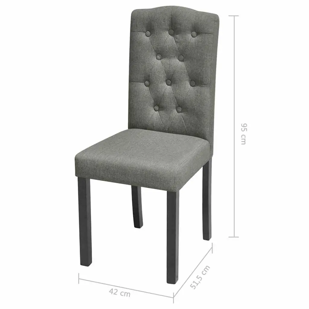 Dining Chairs Grey Fabric 6 Piece Kitchen Room Seat Wooden Legs