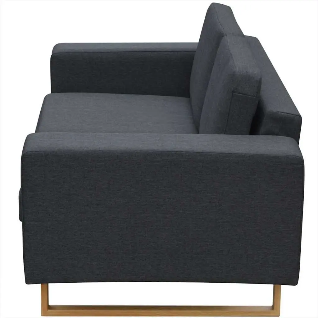Sofa Set Grey 2-Seater and 3-Seater Fabric Removable Cushion Covers Machine Washable
