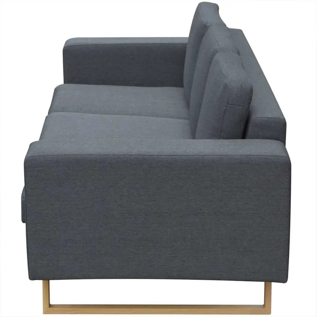 Sofa Set Grey 2-Seater and 3-Seater Fabric Removable Cushion Covers Machine Washable