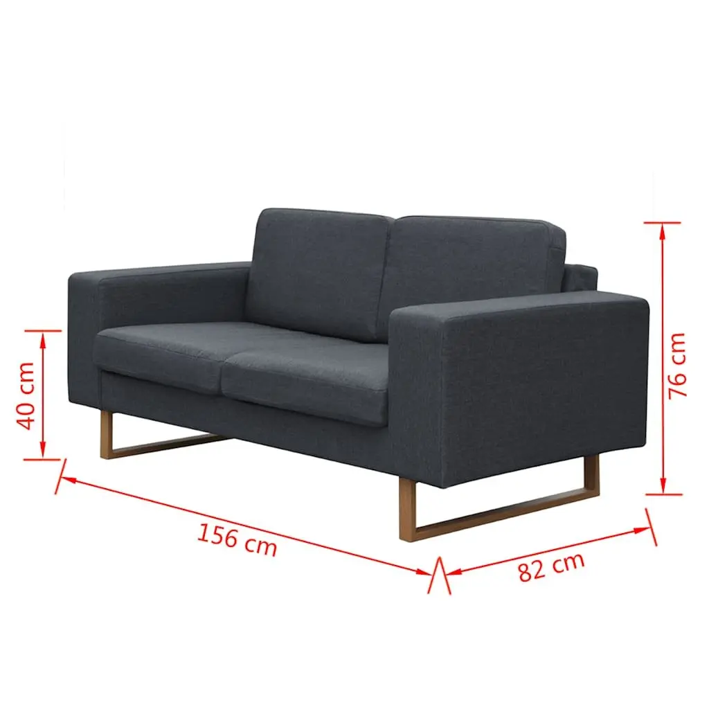 Sofa Set Grey 2-Seater and 3-Seater Fabric Removable Cushion Covers Machine Washable
