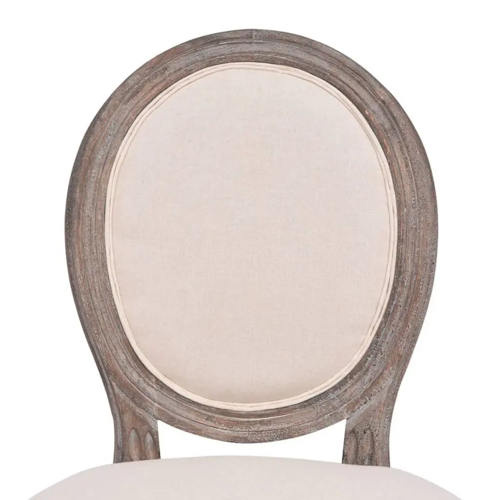 Set of 6 Cream Linen Dining Chairs with Foam Padding