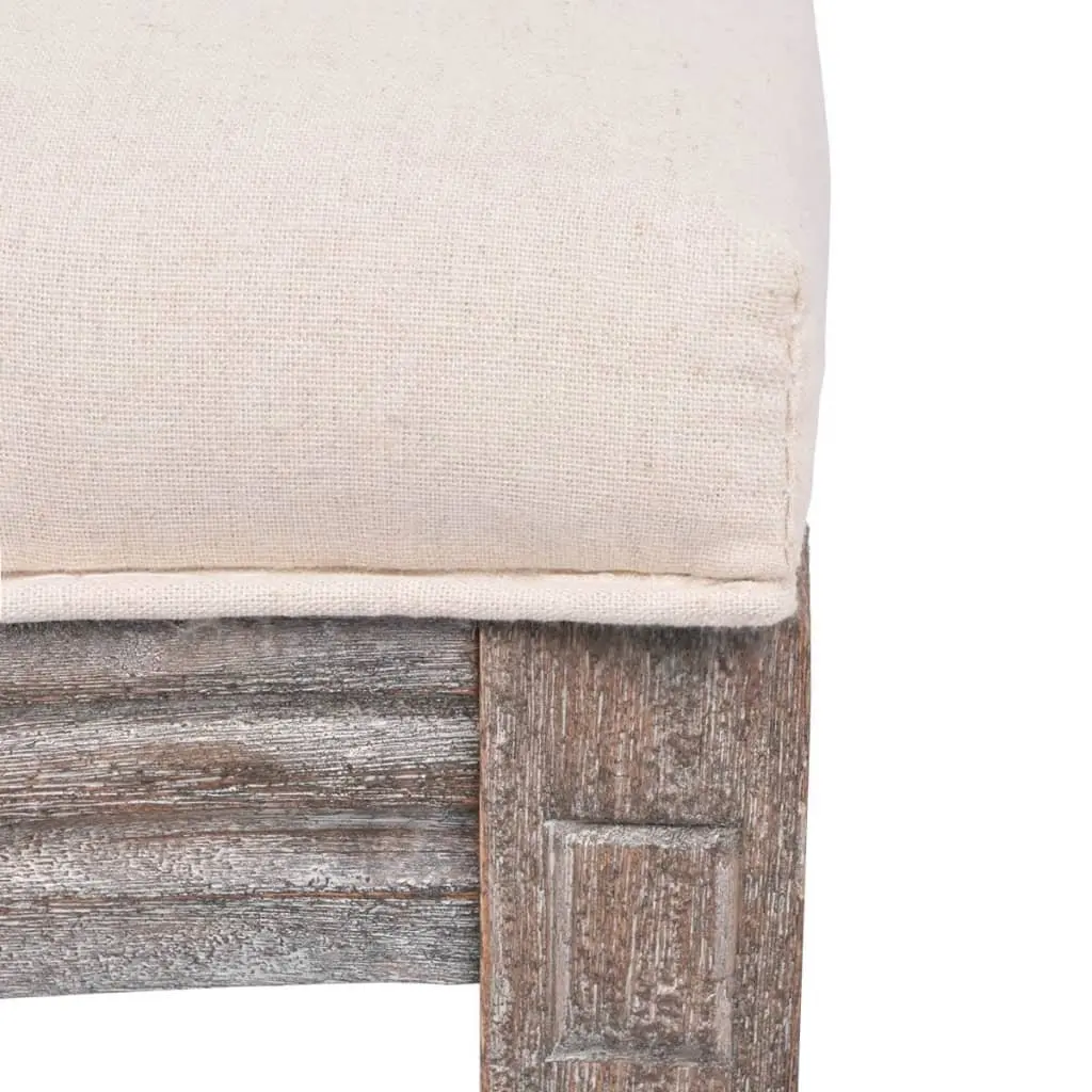 Set of 6 Cream Linen Dining Chairs with Foam Padding