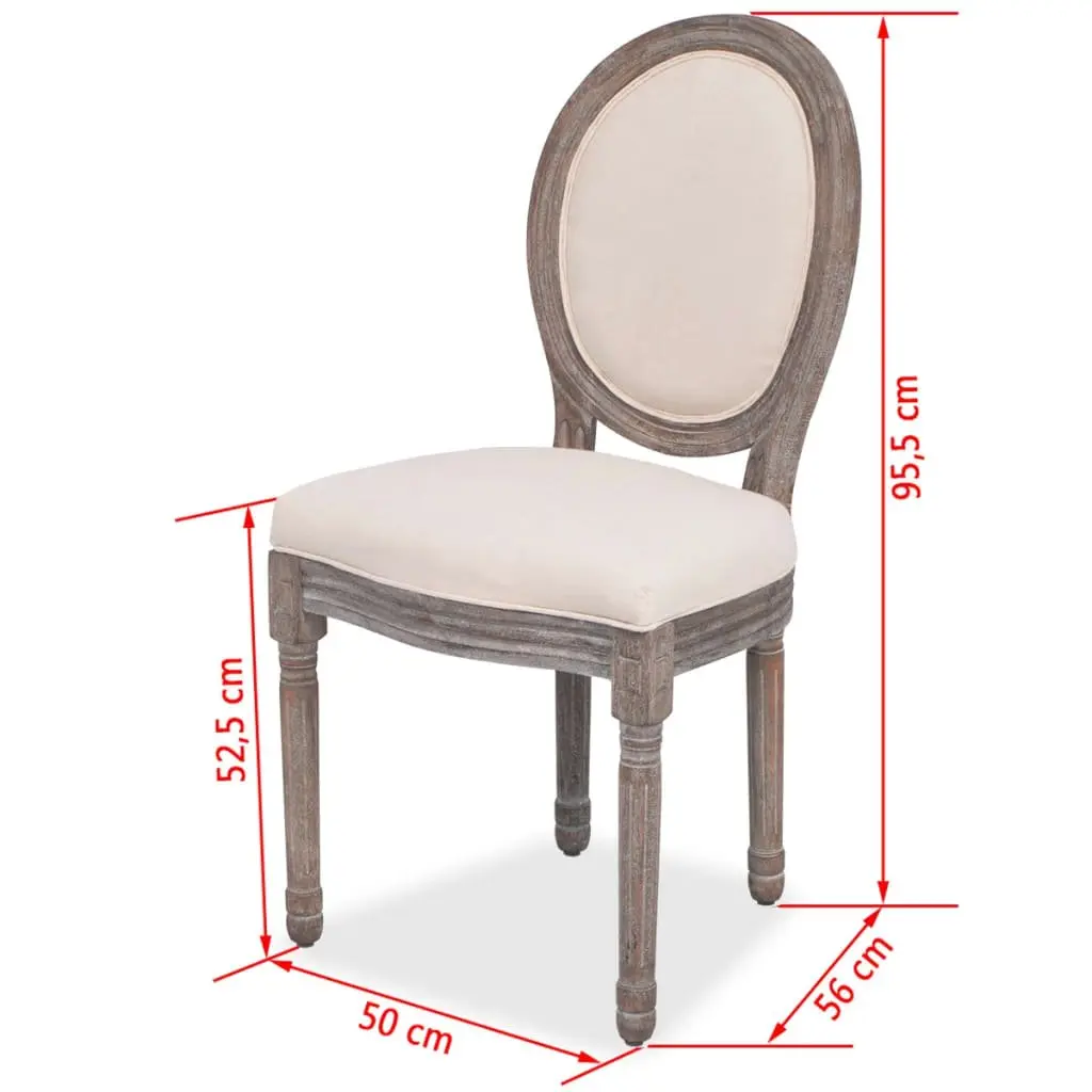 Set of 6 Cream Linen Dining Chairs with Foam Padding
