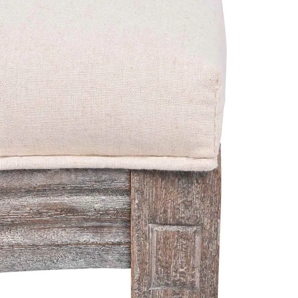 Dining Chairs Set of 6 Cream Fabric Rattan Backrest Wooden Frame Kitchen Seating