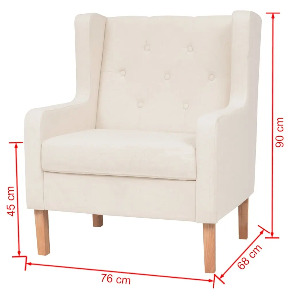 2-Piece Sofa Set Cream White Fabric 3-Seater Lounge Armchair
