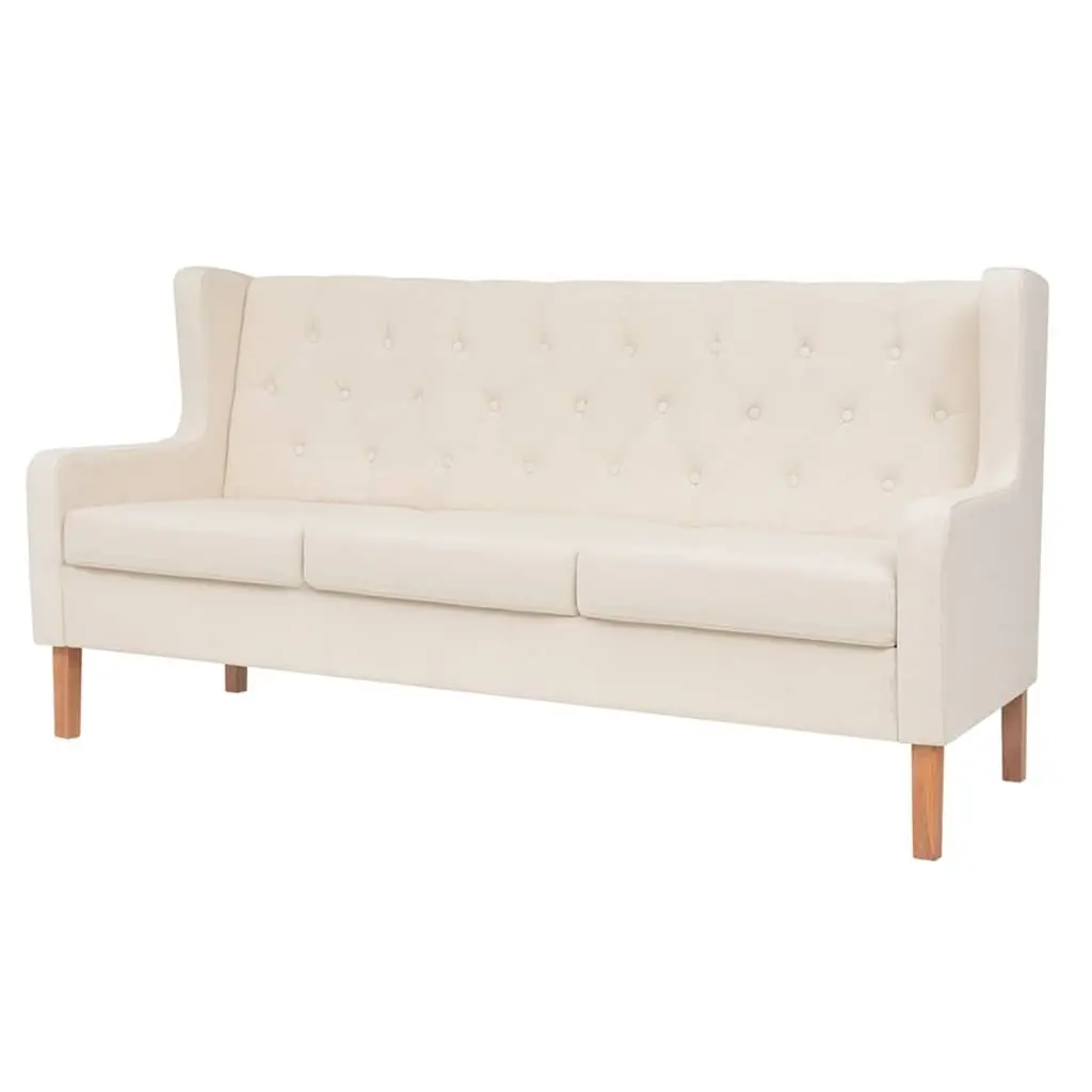 3-Piece Sofa Set White Polyester Fabric 2-Seater Armchair 3-Seater Living Room