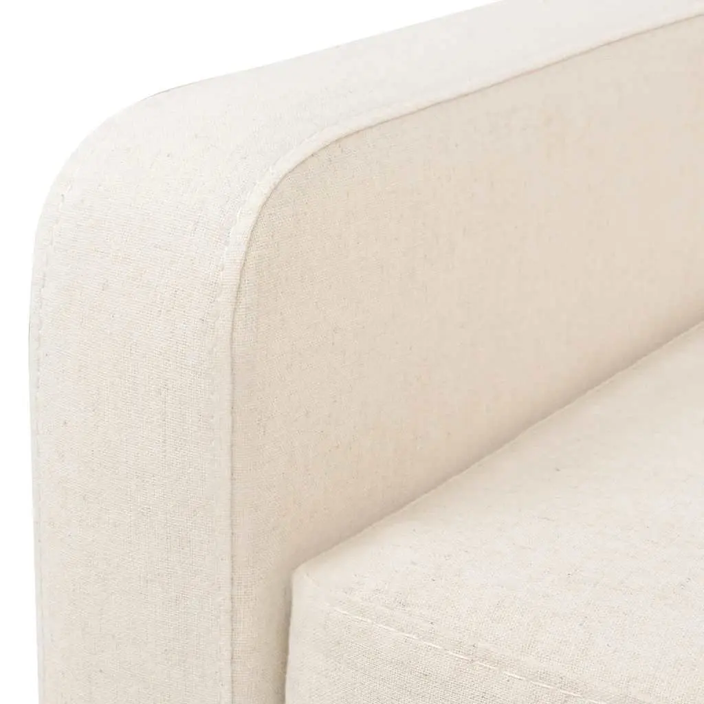 3-Piece Sofa Set White Polyester Fabric 2-Seater Armchair 3-Seater Living Room