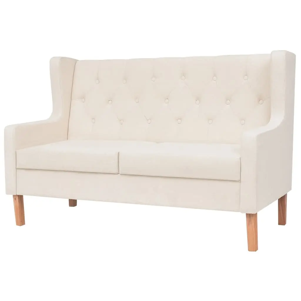 3-Piece Sofa Set White Polyester Fabric 2-Seater Armchair 3-Seater Living Room