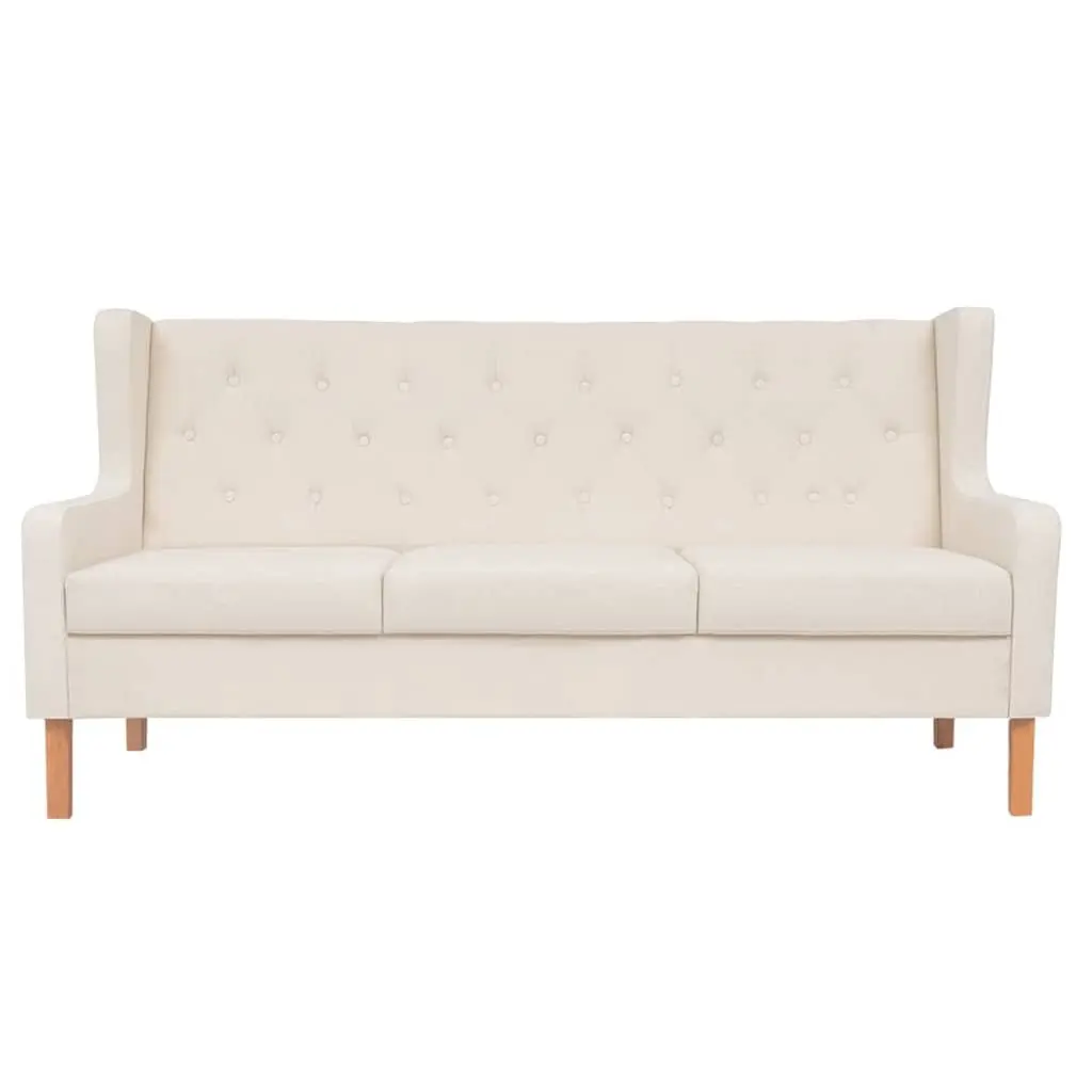3-Piece Sofa Set White Polyester Fabric 2-Seater Armchair 3-Seater Living Room