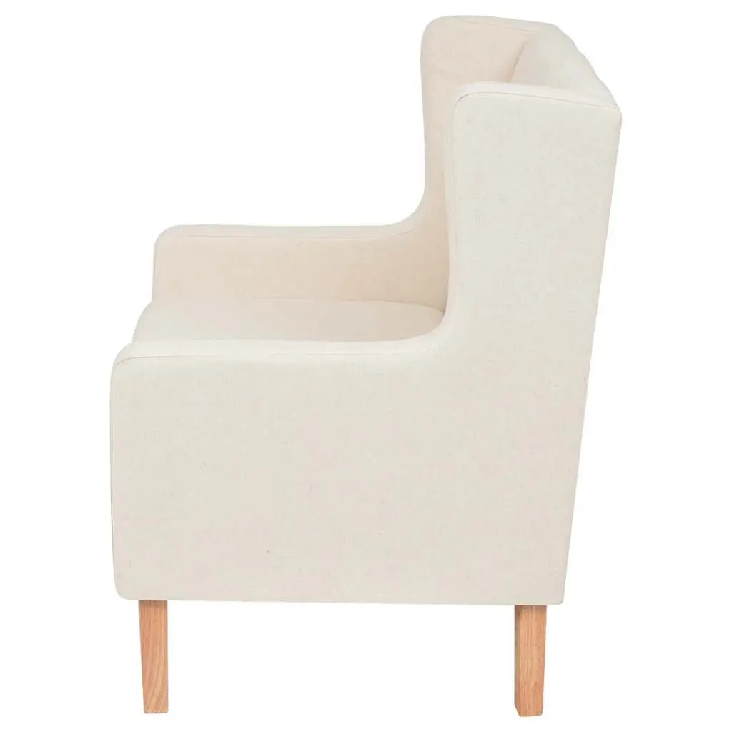 3-Piece Sofa Set White Polyester Fabric 2-Seater Armchair 3-Seater Living Room