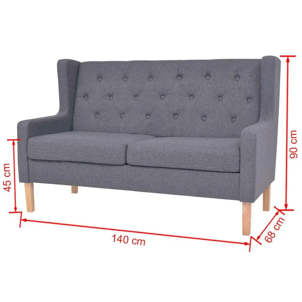 2-Piece Sofa Set Grey Fabric Armchair 2-Seater Lounge Suite Living Room