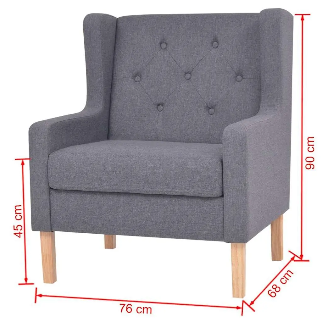 2-Piece Sofa Set Grey Fabric Armchair 2-Seater Lounge Suite Living Room