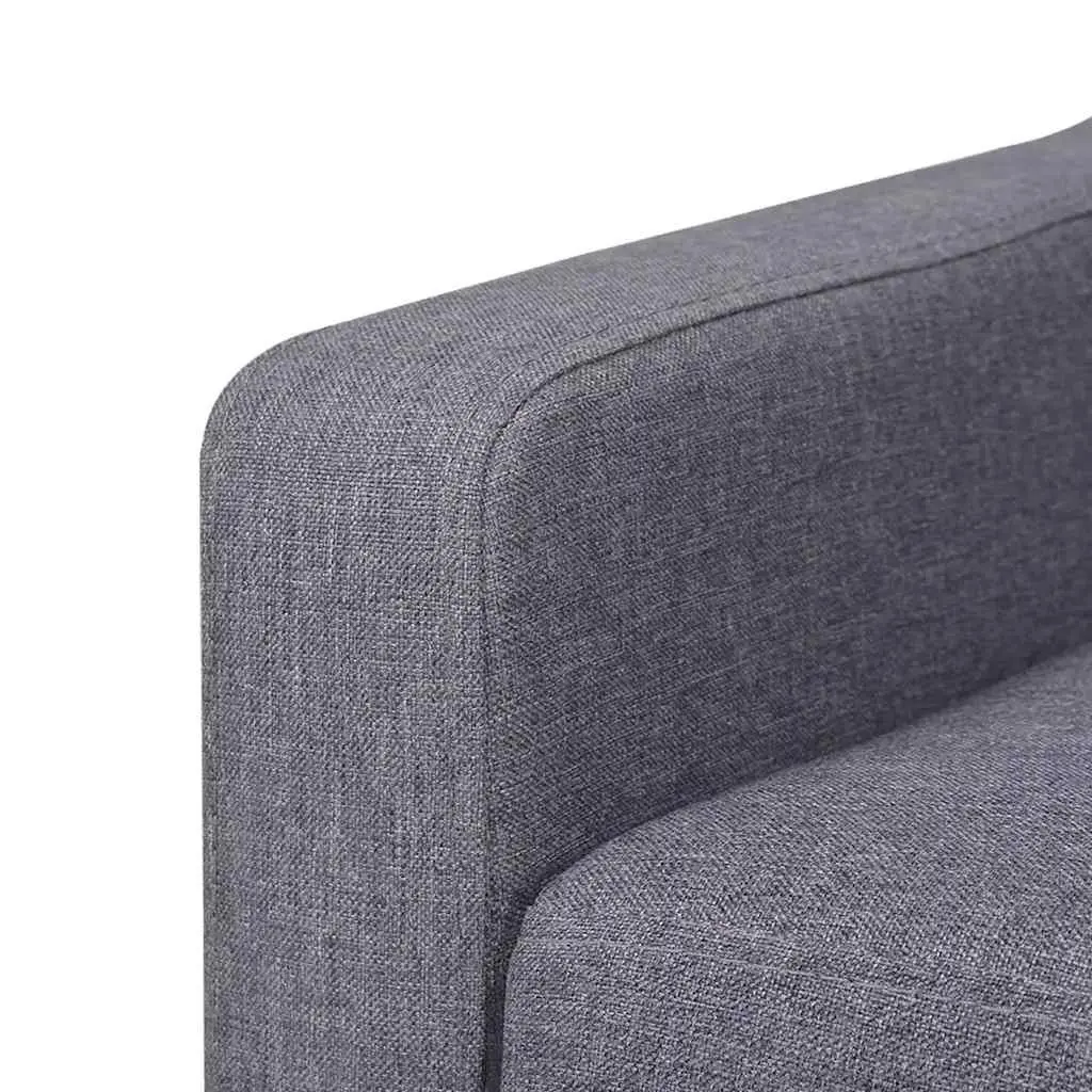 Sofa Set Grey Fabric 2 Piece Armchair 3 Seater Wooden Frame Upholstered Foam Padding