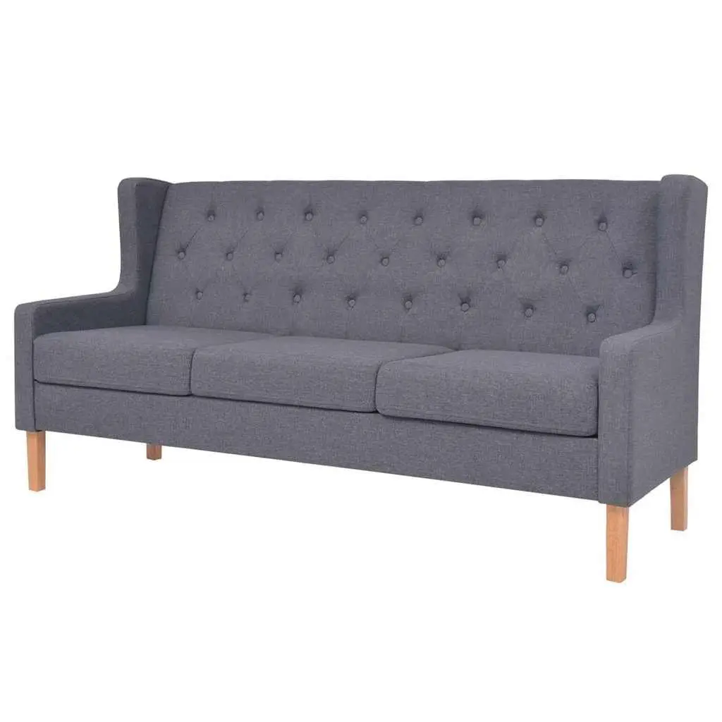 3-Piece Sofa Set Grey Fabric Armchair 2-Seater Sofa 3-Seater Sofa