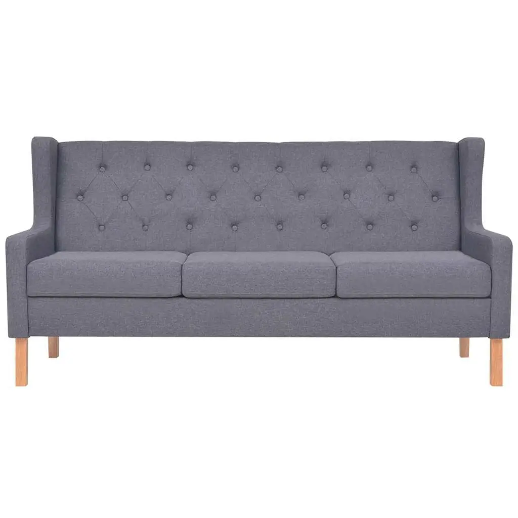 3-Piece Sofa Set Grey Fabric Armchair 2-Seater Sofa 3-Seater Sofa