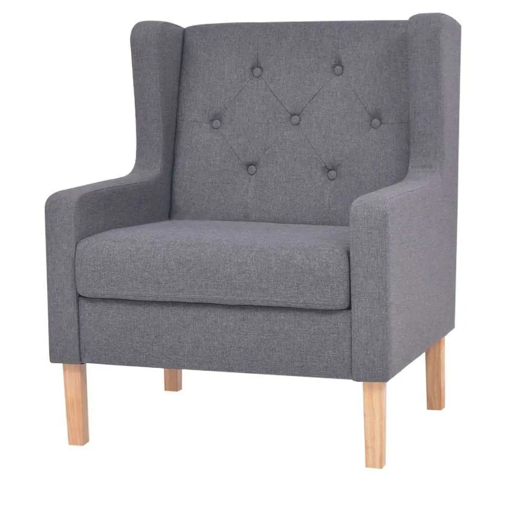 3-Piece Sofa Set Grey Fabric Armchair 2-Seater Sofa 3-Seater Sofa
