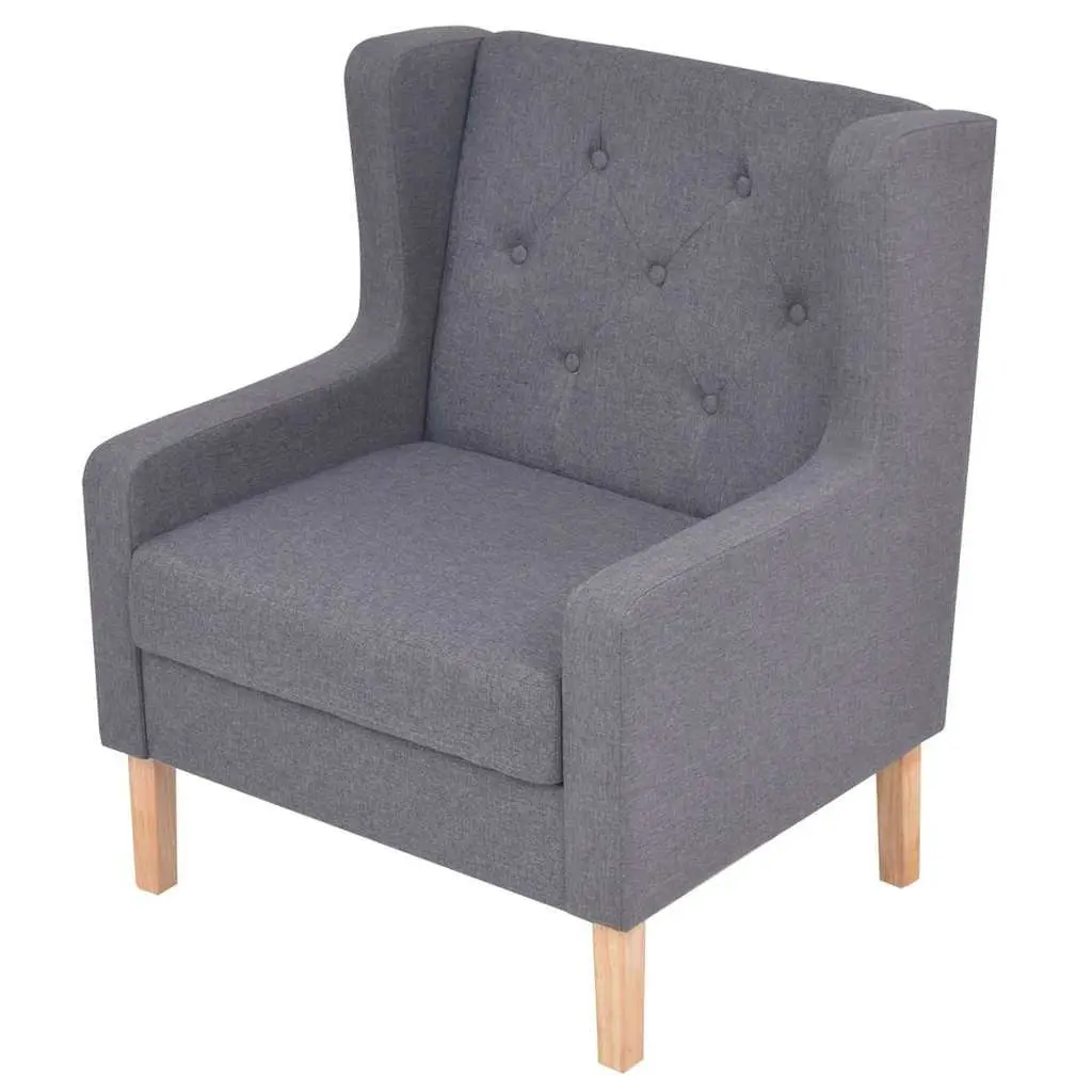 3-Piece Sofa Set Grey Fabric Armchair 2-Seater Sofa 3-Seater Sofa