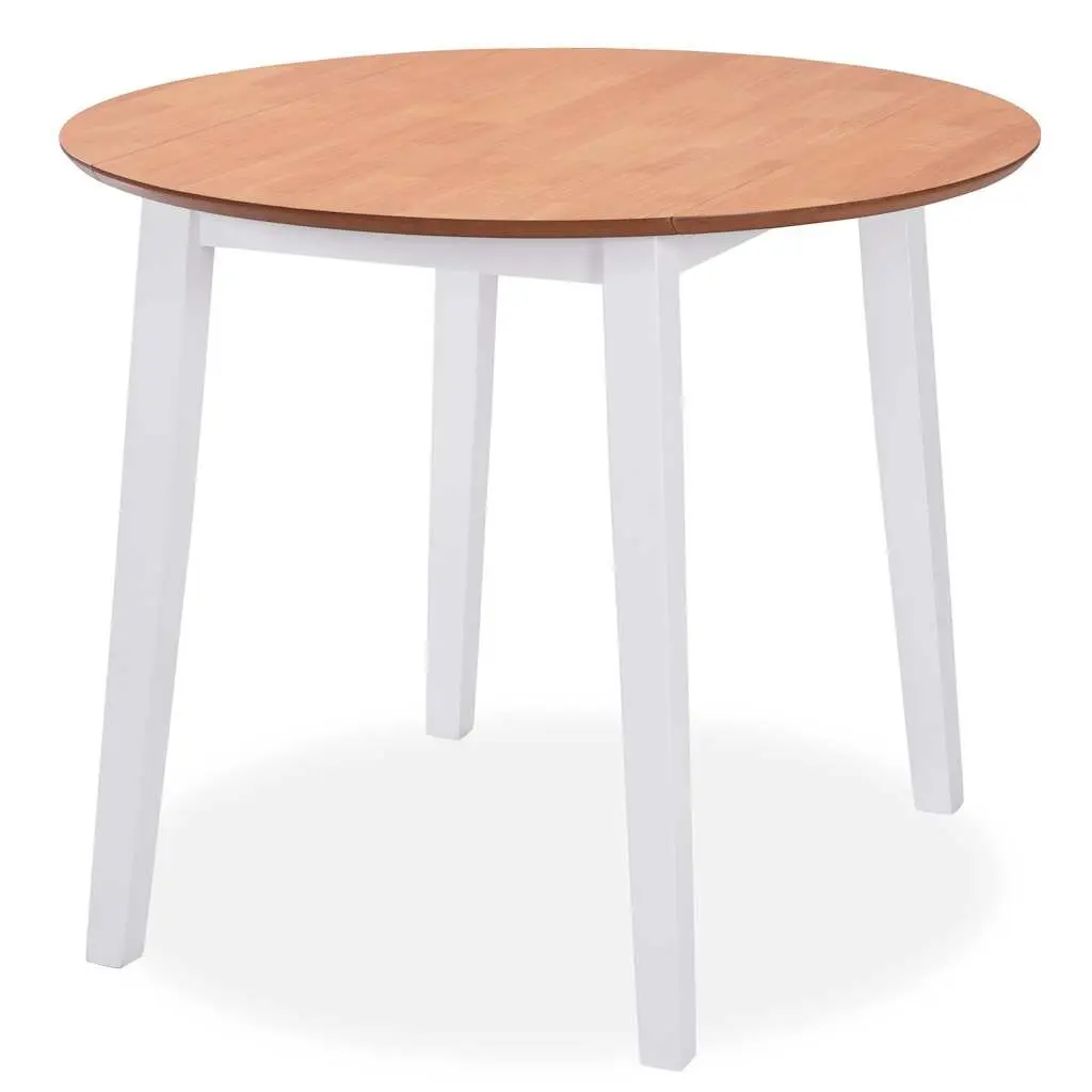 Dining Set White Drop-Leaf Table 2 Chairs MDF Rubberwood
