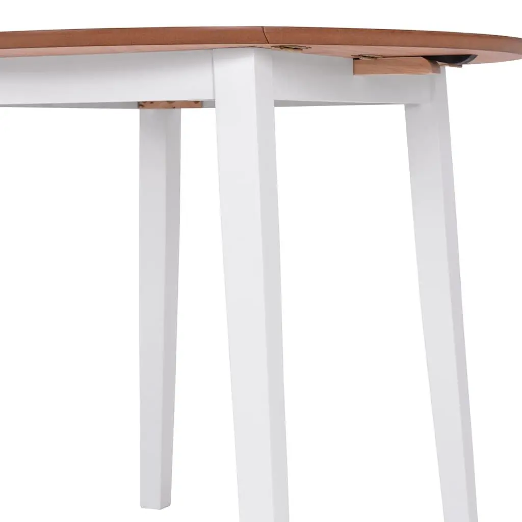 Dining Set White Drop-Leaf Table 2 Chairs MDF Rubberwood