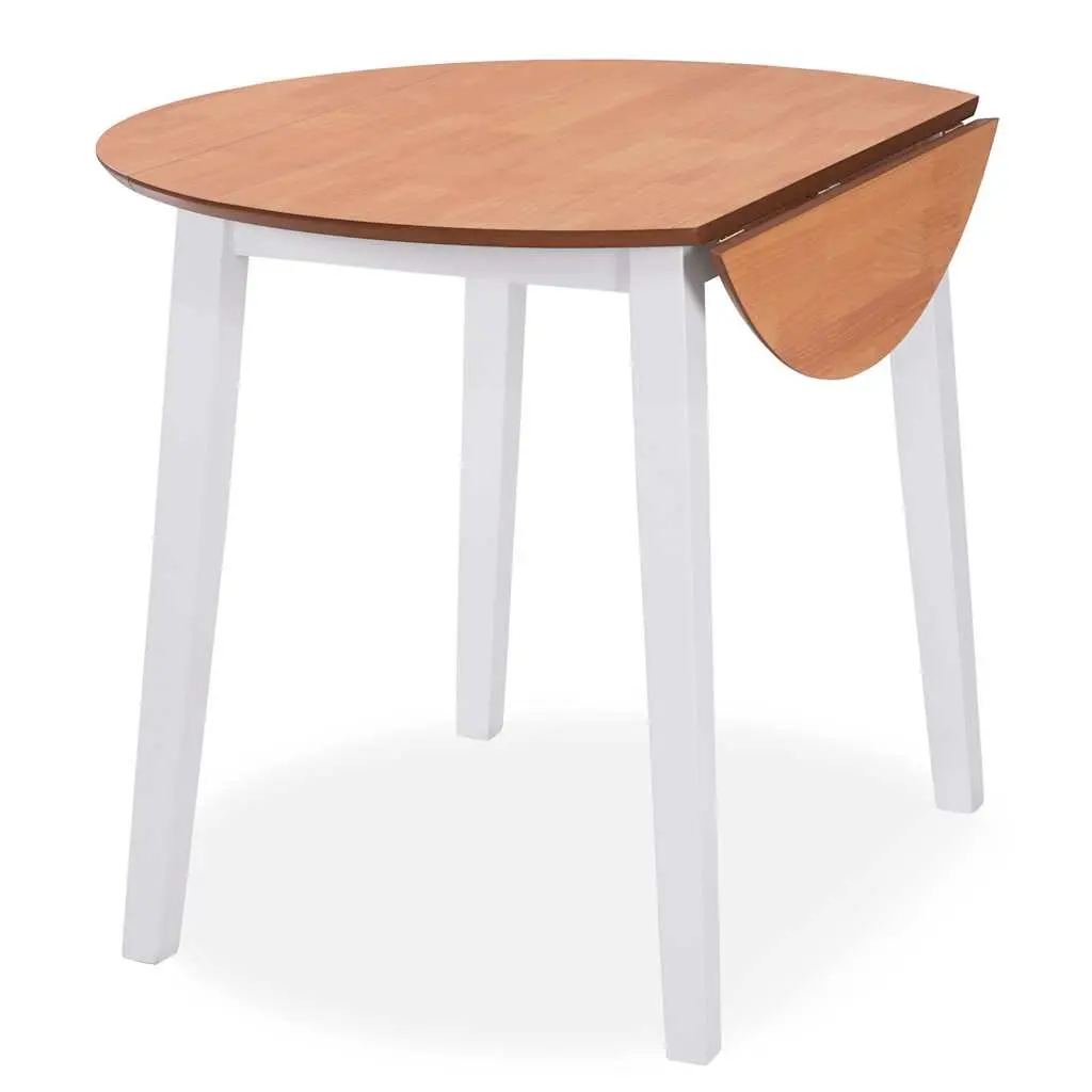 Dining Set White Drop-Leaf Table 2 Chairs MDF Rubberwood