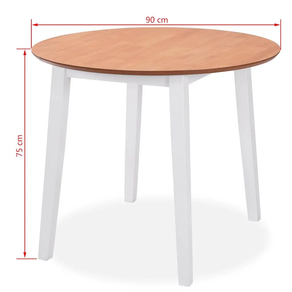 Dining Set White Drop-Leaf Table 2 Chairs MDF Rubberwood