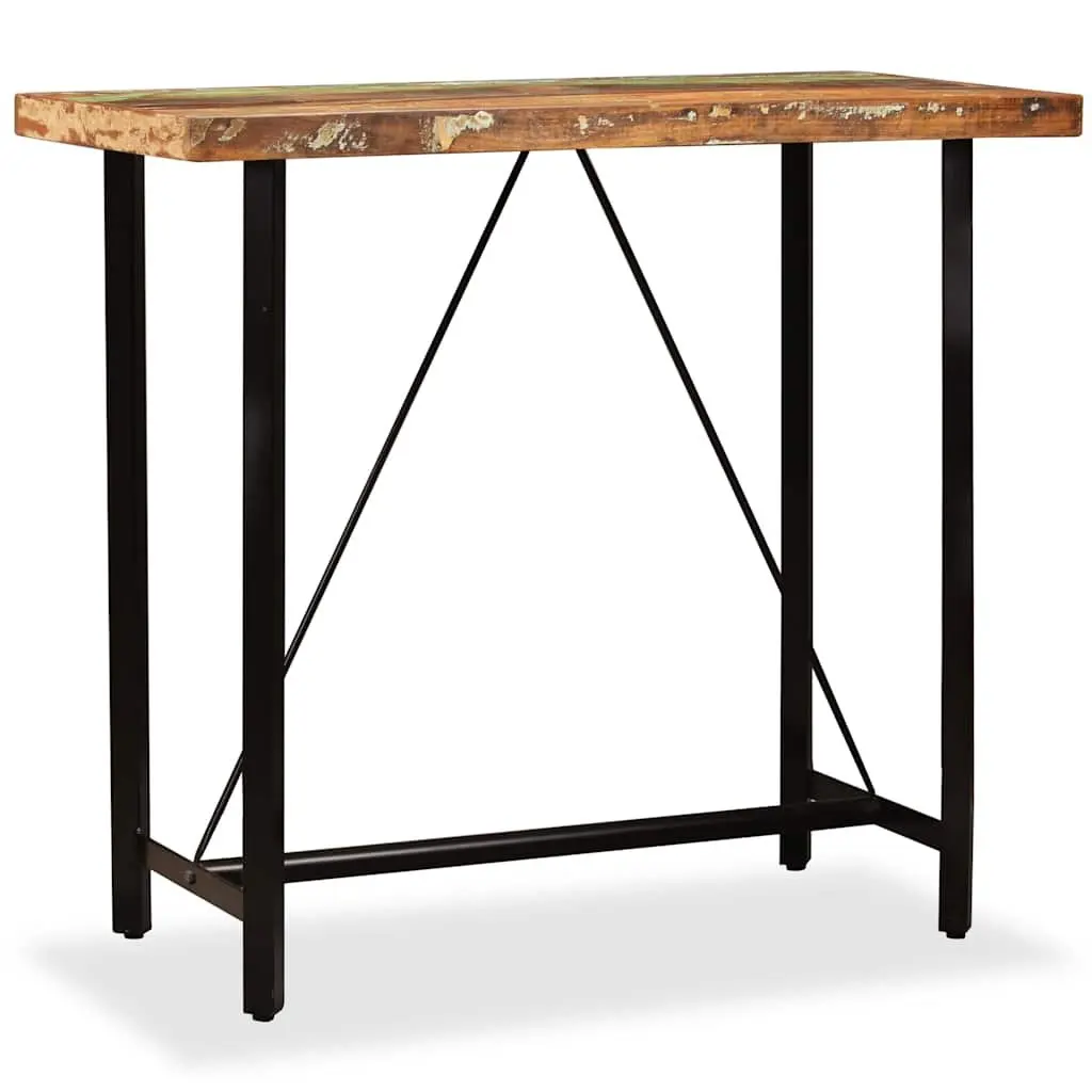 Bar Set Industrial Style 5 Pieces Solid Reclaimed Wood Table Stools Brown