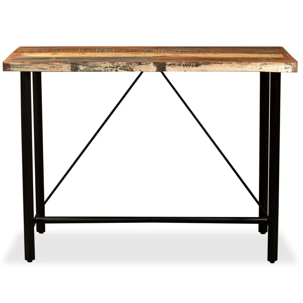 Bar Set Industrial Style 5 Pieces Solid Reclaimed Wood Table Stools Brown