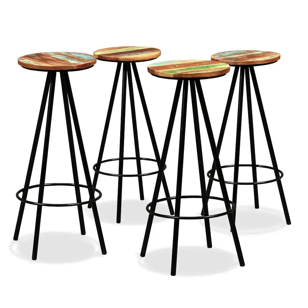 Bar Set Industrial Style 5 Pieces Solid Reclaimed Wood Table Stools Brown