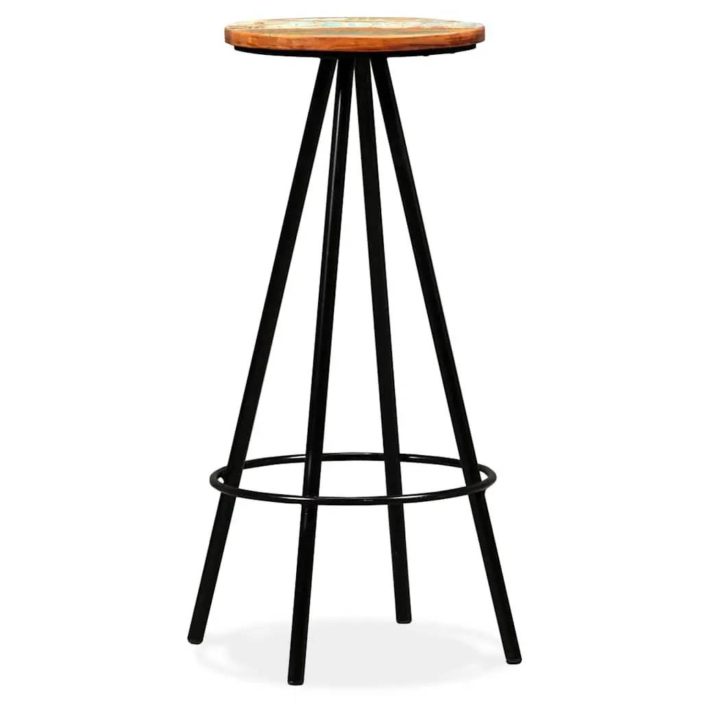 Bar Set Industrial Style 5 Pieces Solid Reclaimed Wood Table Stools Brown