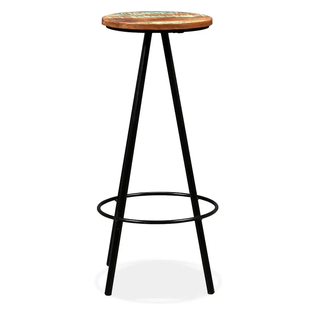 Bar Set Industrial Style 5 Pieces Solid Reclaimed Wood Table Stools Brown