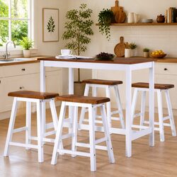 5-Piece Solid Wood Bar Table and Stool Set