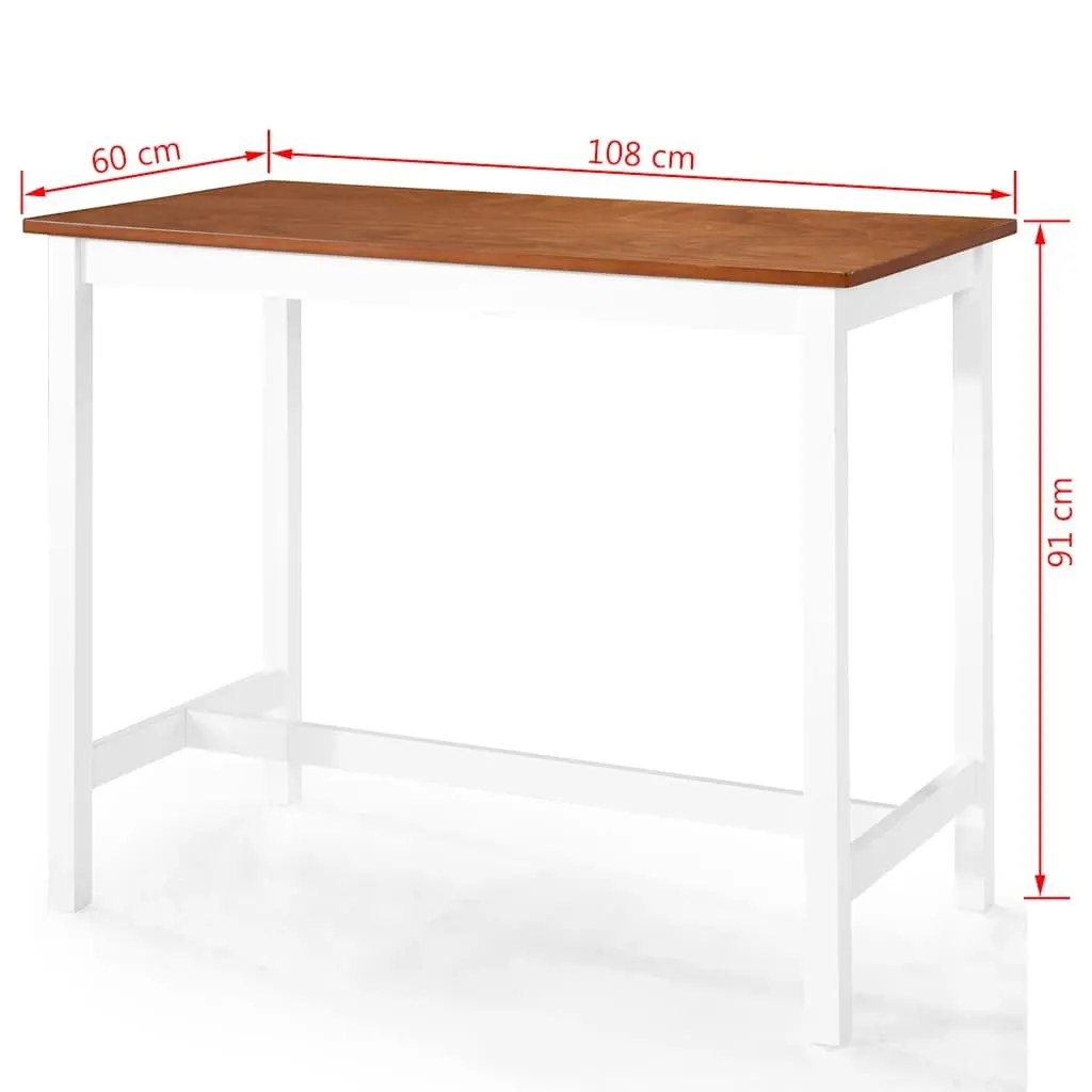 Bar Table and Stool Set Brown 5 Piece Solid Wood MDF Kitchen Dining Furniture