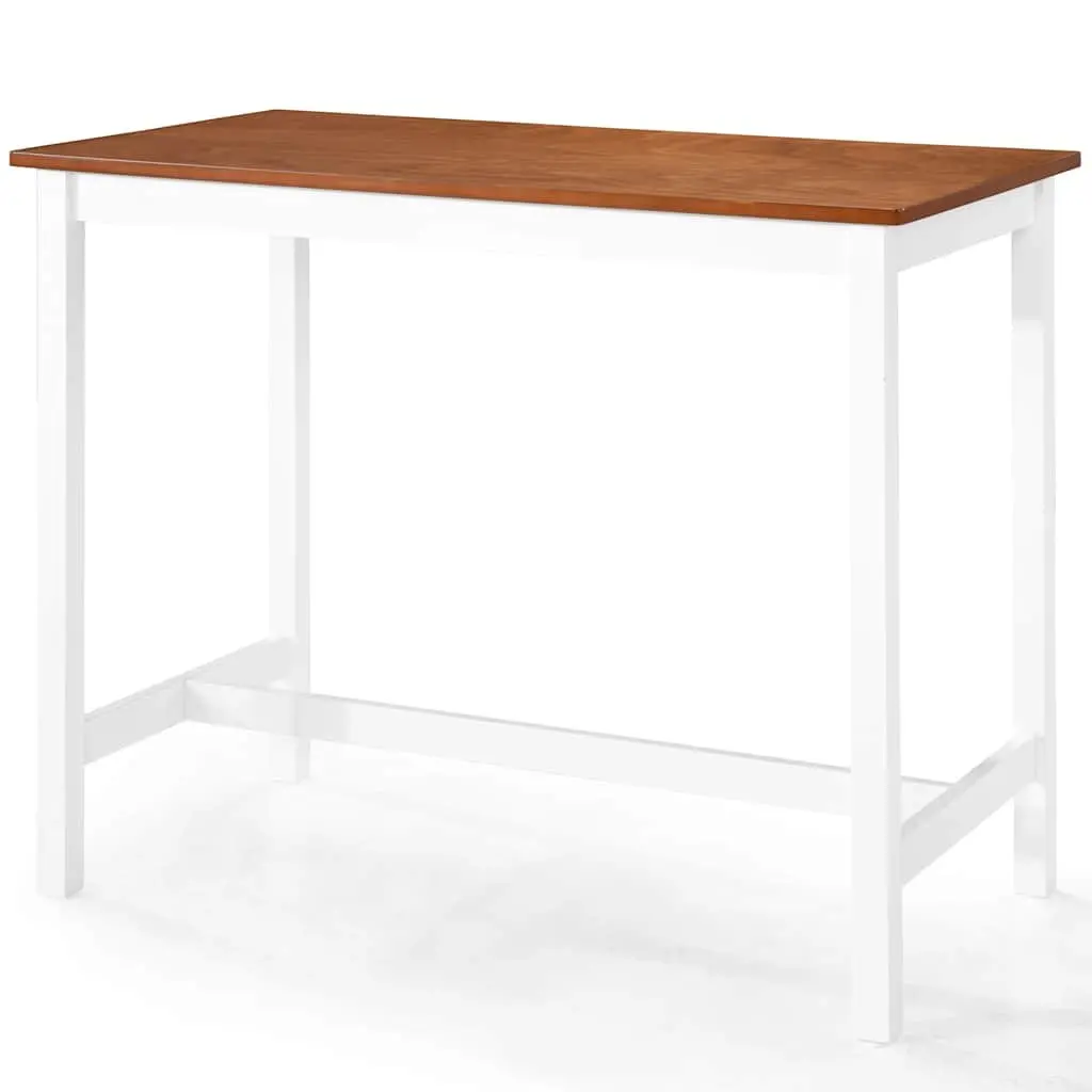 Bar Table and Stool Set Brown 5 Piece Solid Wood MDF Kitchen Dining Furniture