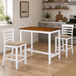 3-Piece Dark Brown Bar Table and Stool Set