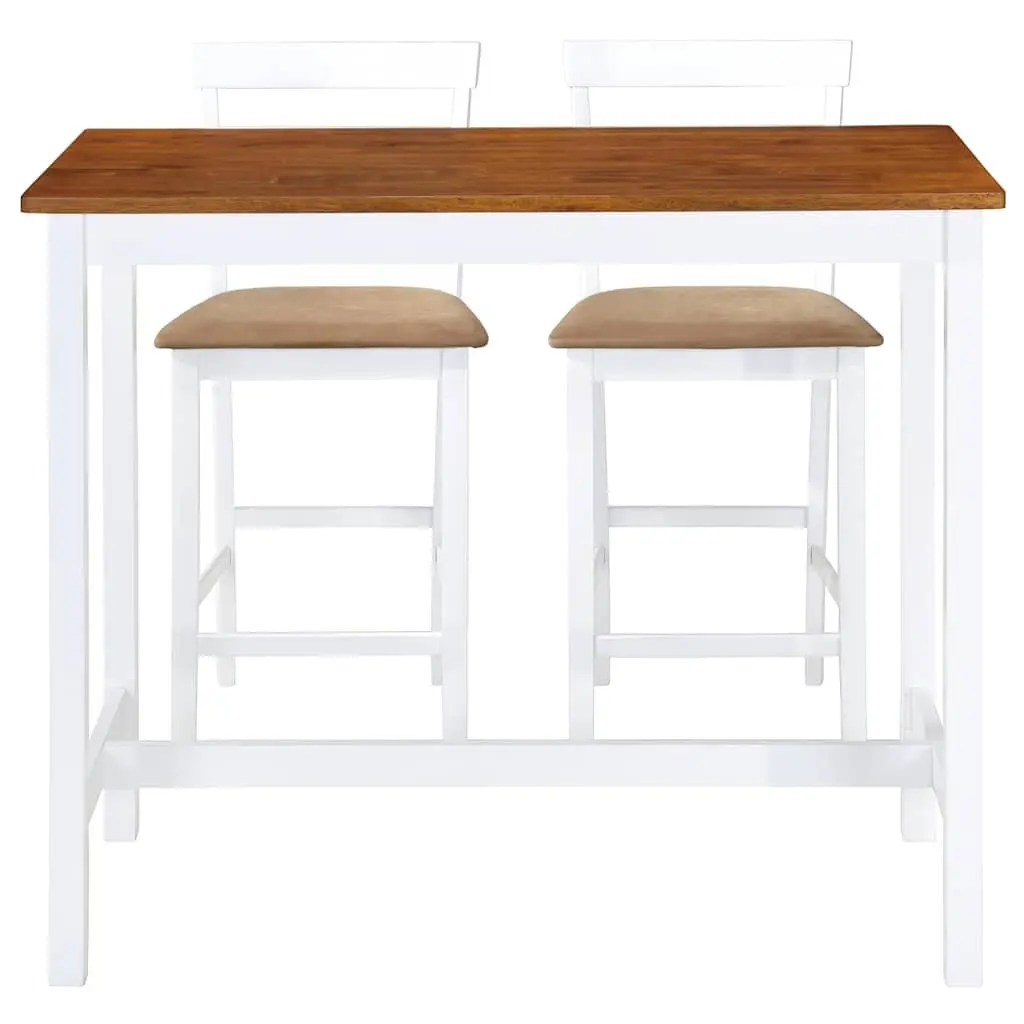 Bar Table and Stool Set Dark Brown 3 Piece MDF Wood