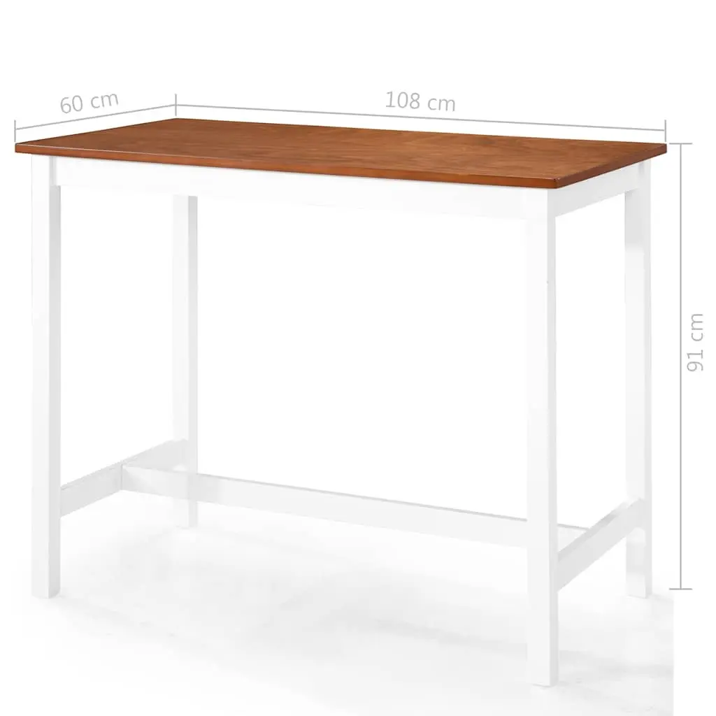 Bar Table and Stool Set Dark Brown 3 Piece MDF Wood