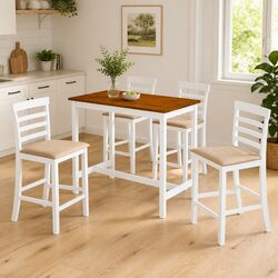 Warm Dark Brown 5-Piece Bar Table and Stool Set