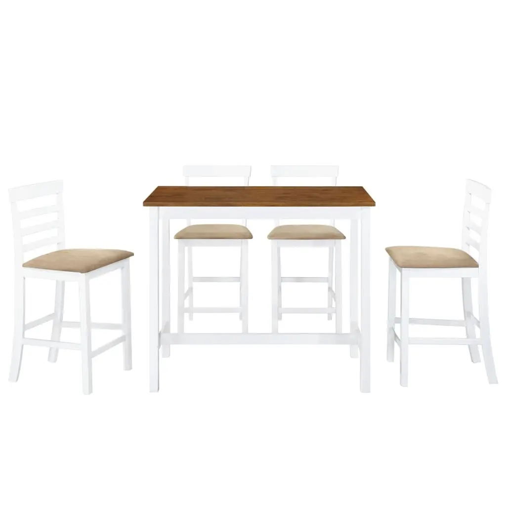 Bar Table and Stool Set Dark Brown 5 Piece MDF Wood