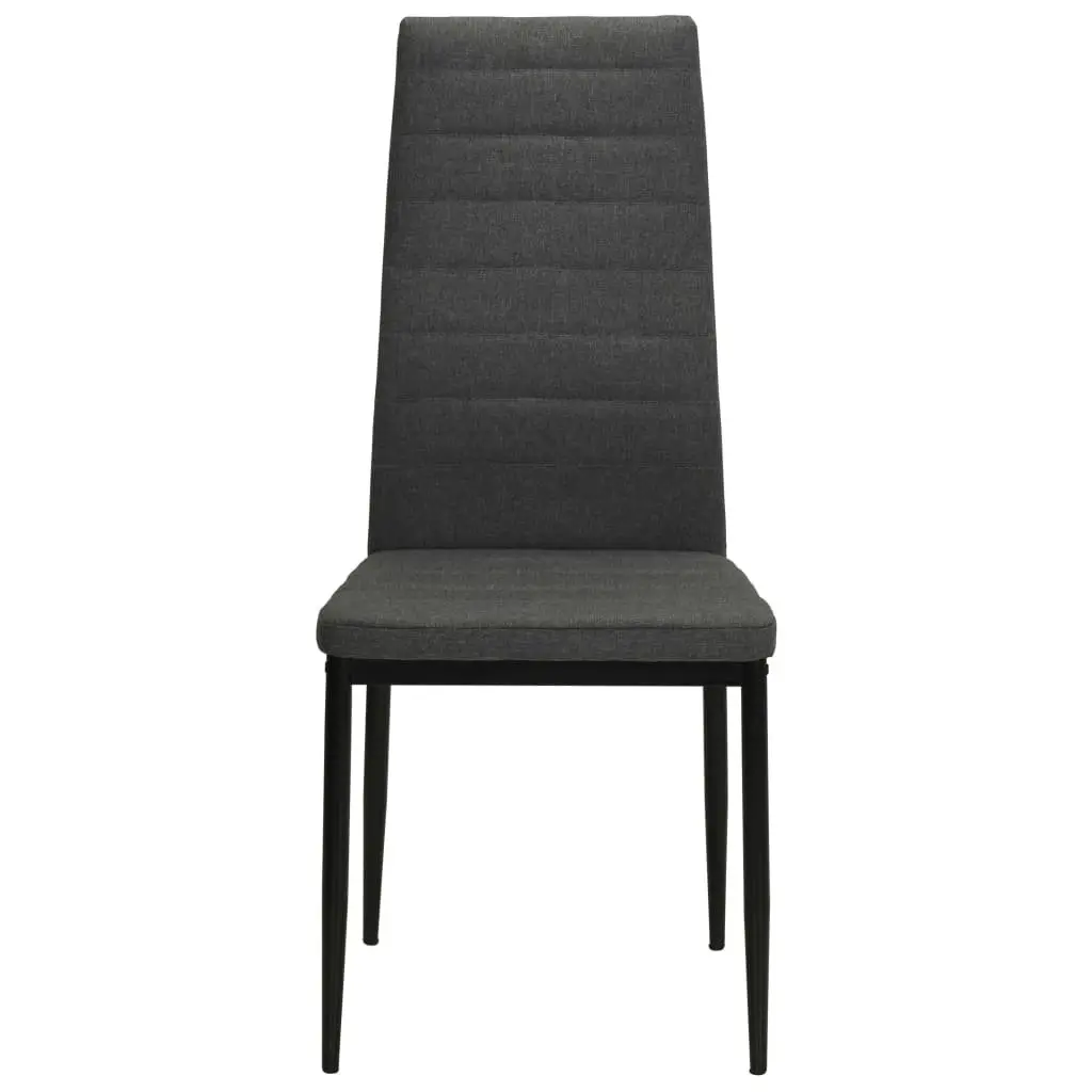 Dining Chairs Contemporary Grey Fabric Padded Backrest Steel Frame 6 Piece