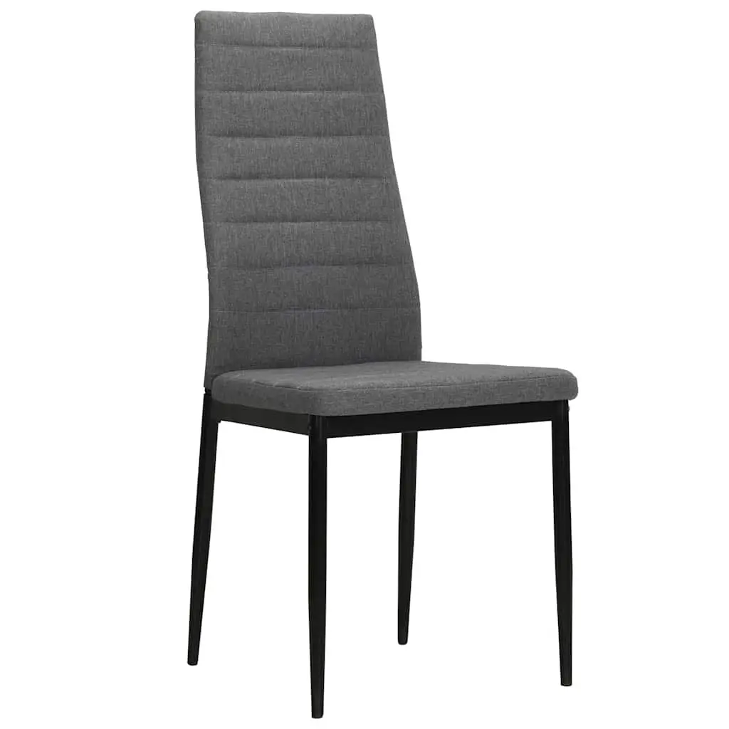 Dining Chairs Light Grey Fabric 6 Piece Steel Frame Padded Backrest