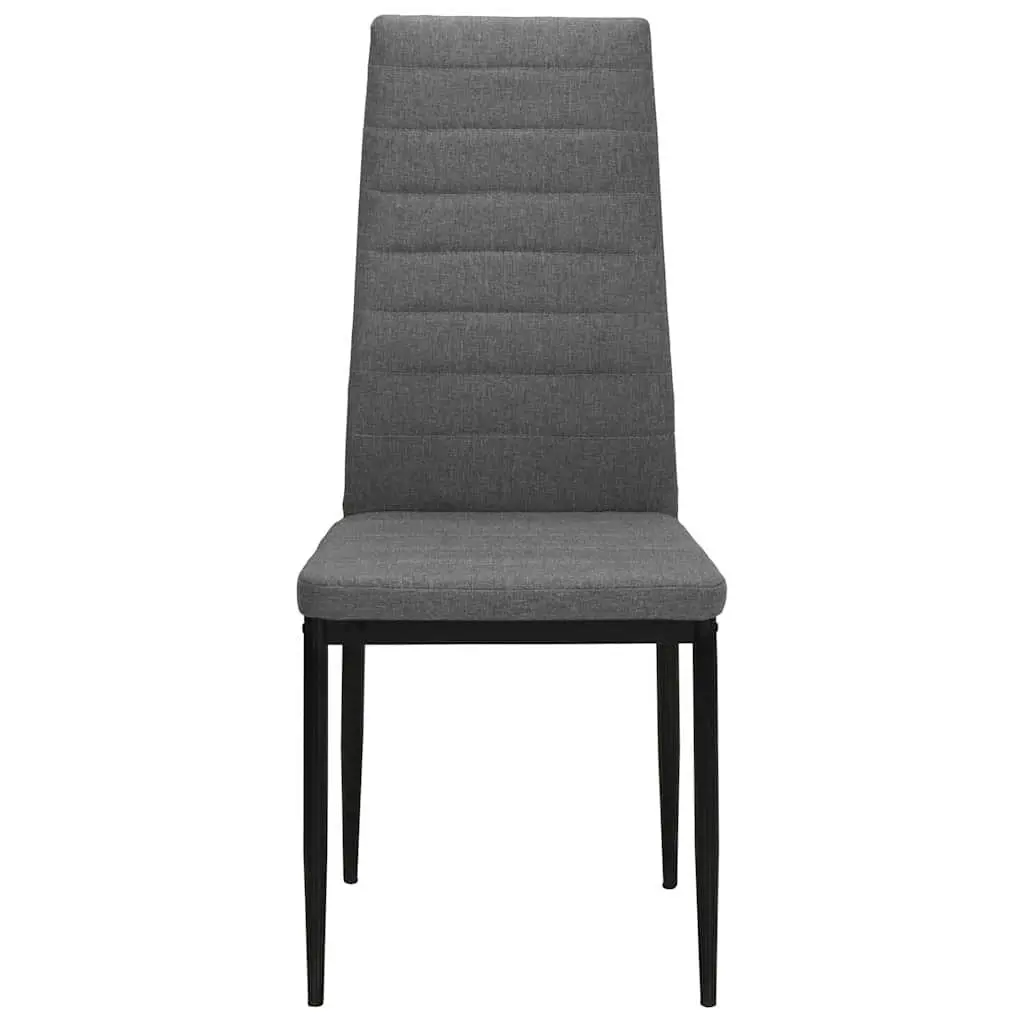 Dining Chairs Light Grey Fabric 6 Piece Steel Frame Padded Backrest