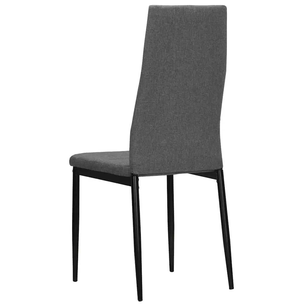 Dining Chairs Light Grey Fabric 6 Piece Steel Frame Padded Backrest