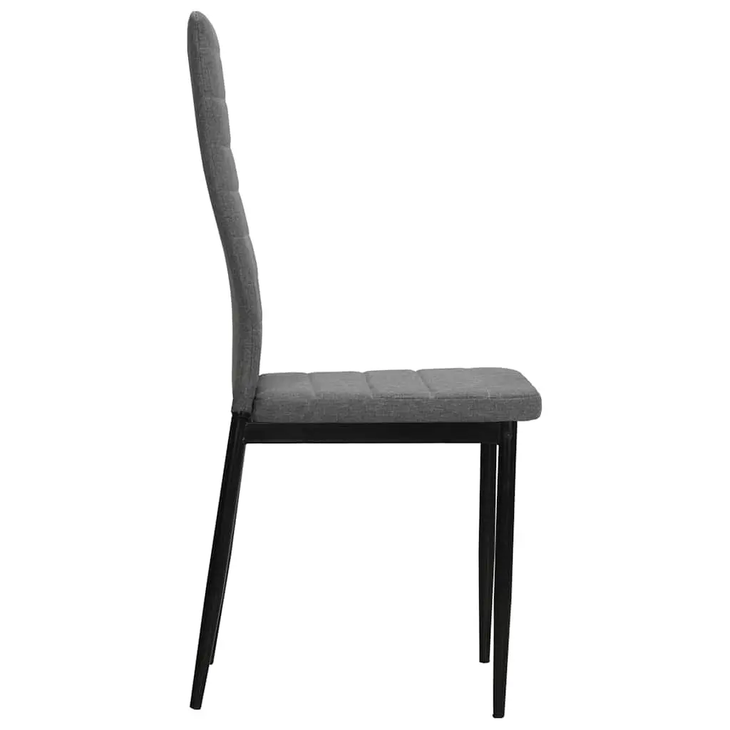 Dining Chairs Light Grey Fabric 6 Piece Steel Frame Padded Backrest