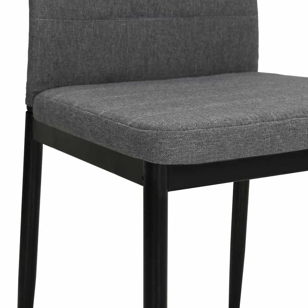 Dining Chairs Light Grey Fabric 6 Piece Steel Frame Padded Backrest