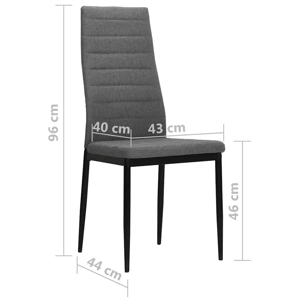 Dining Chairs Light Grey Fabric 6 Piece Steel Frame Padded Backrest
