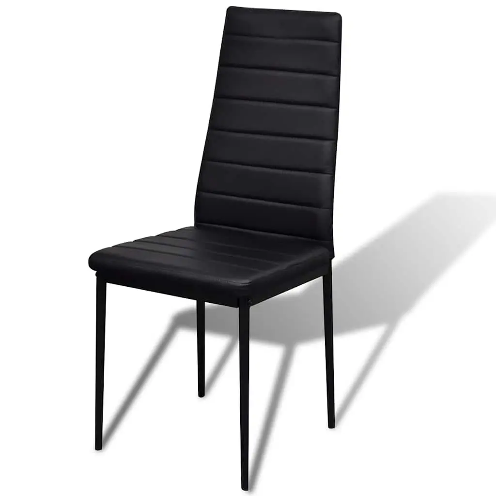 Dining Set Black Modern 5 Piece Kitchen Table and Chairs Artificial Leather